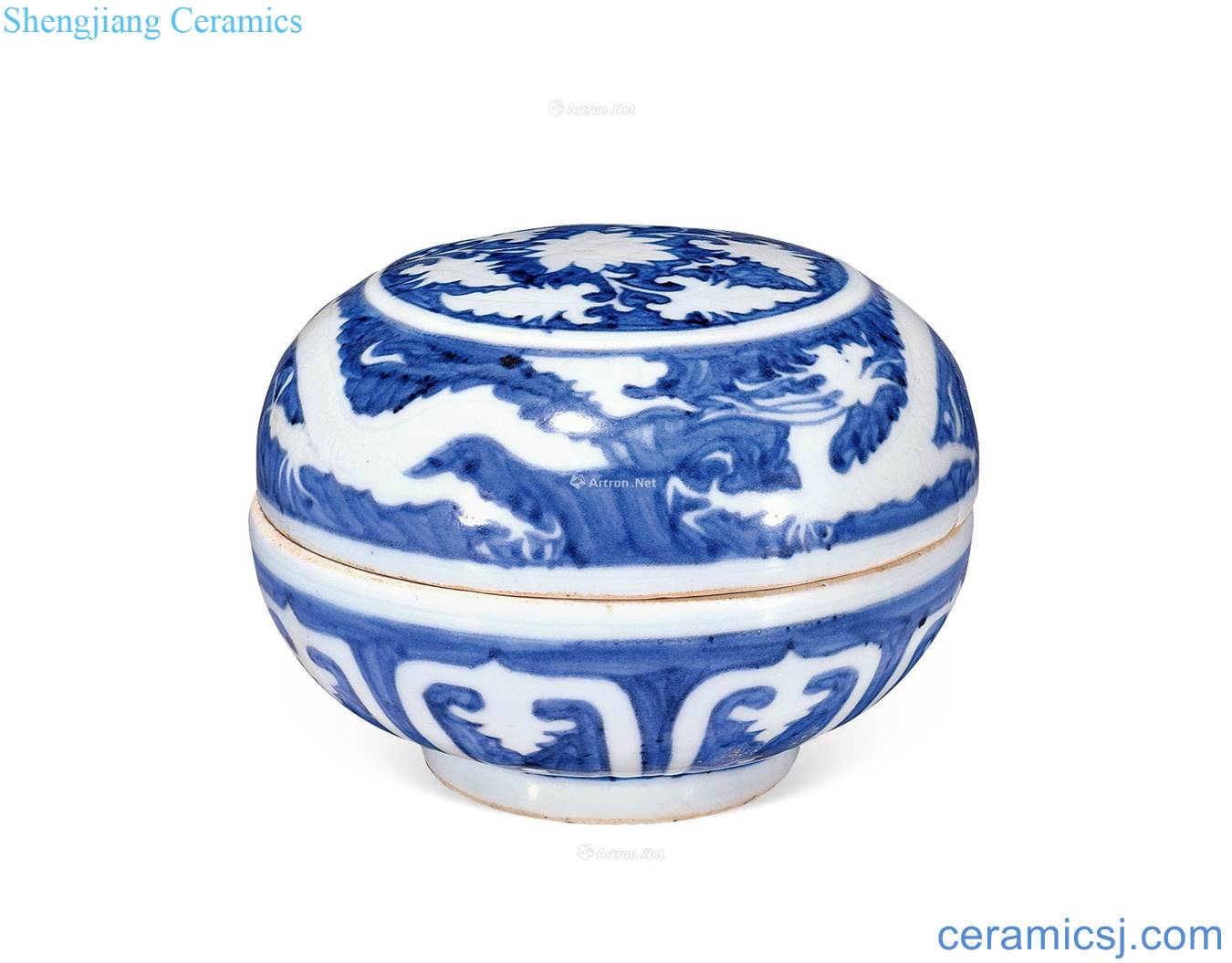 yuan Blue and white flower dragon grain