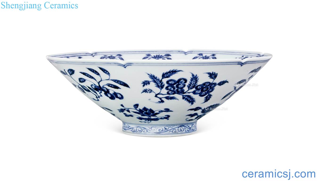 Ming xuande Blue and white flowers and grain hat to bowl