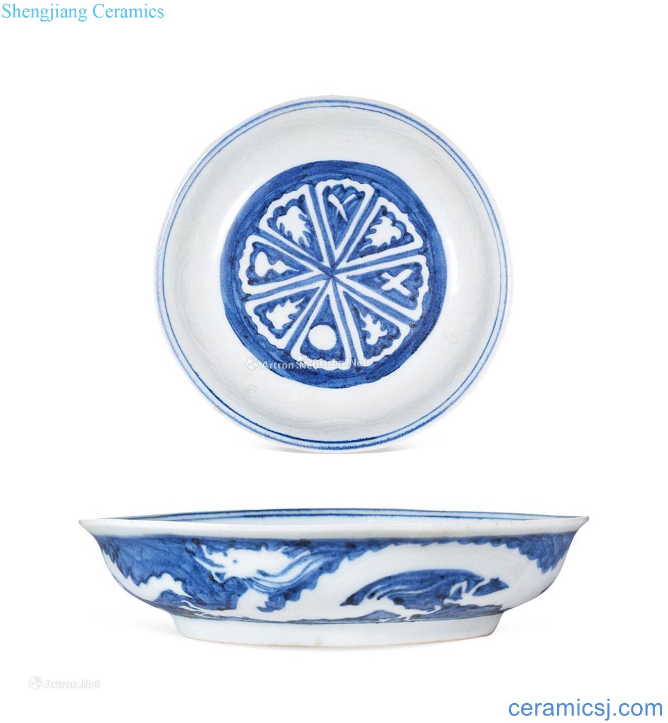 yuan Blue and white and dark dragon plate