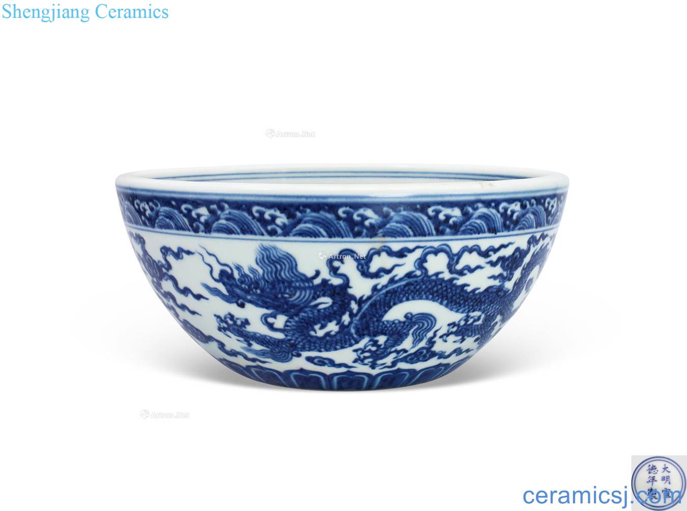 Ming xuande Blue and white dragon big bowl