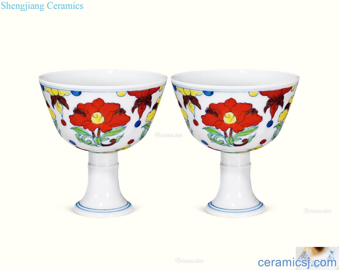 in Dou CaiTuan flower grain footed cup (a)
