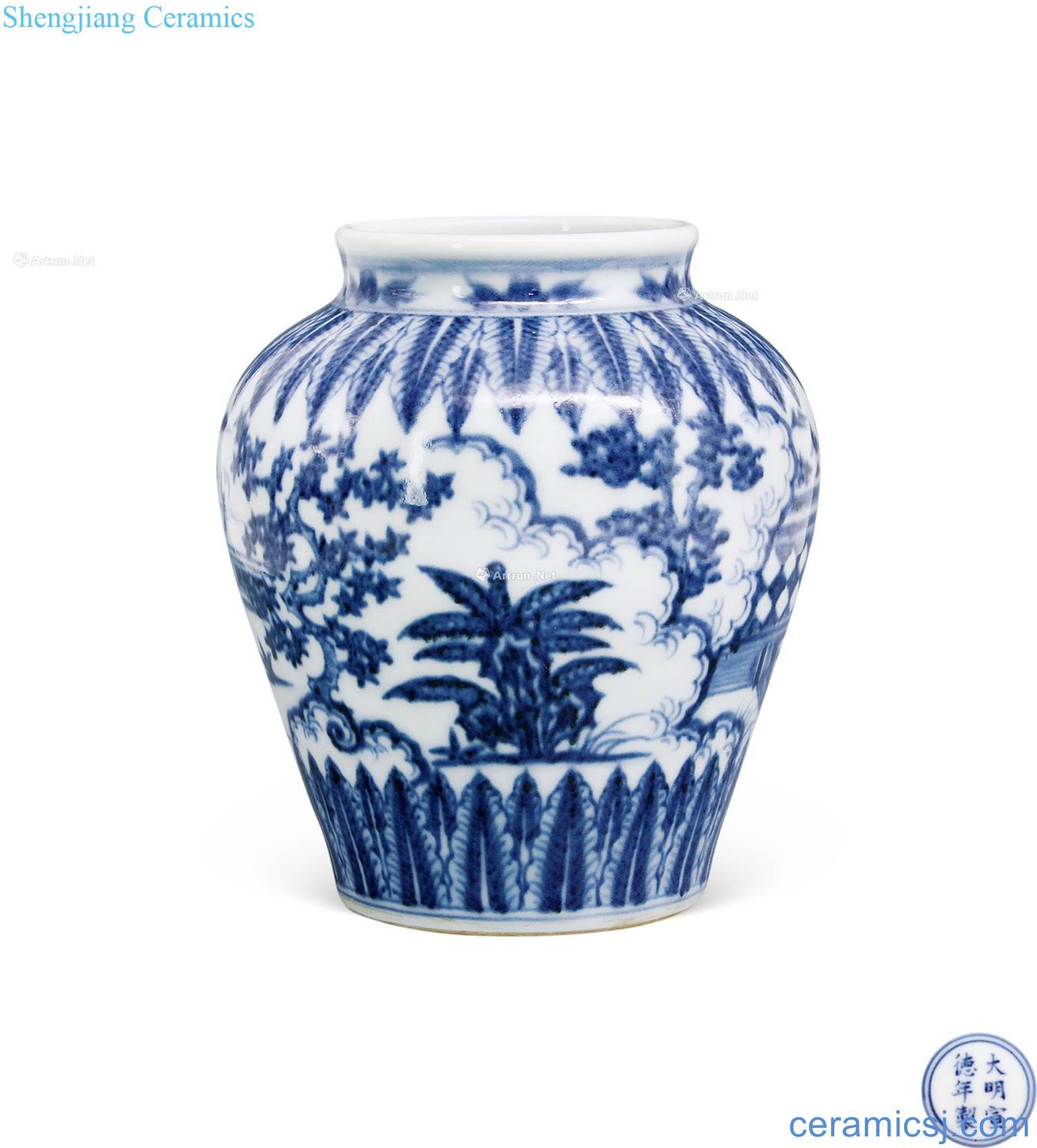 Ming xuande blue and white yard of the four seasons scenery motifs