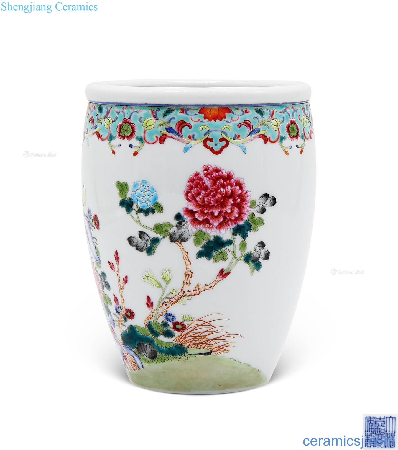 Ming jiaqing pastel flowers cylinder lines