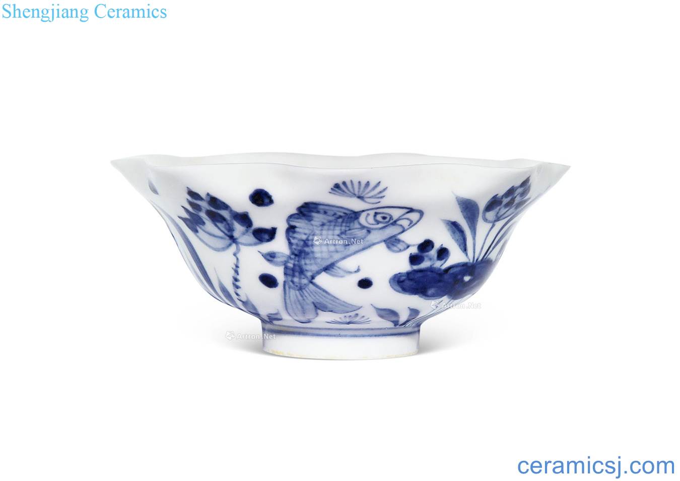 Ming yongle Blue and white fish grain flower mouth bowl
