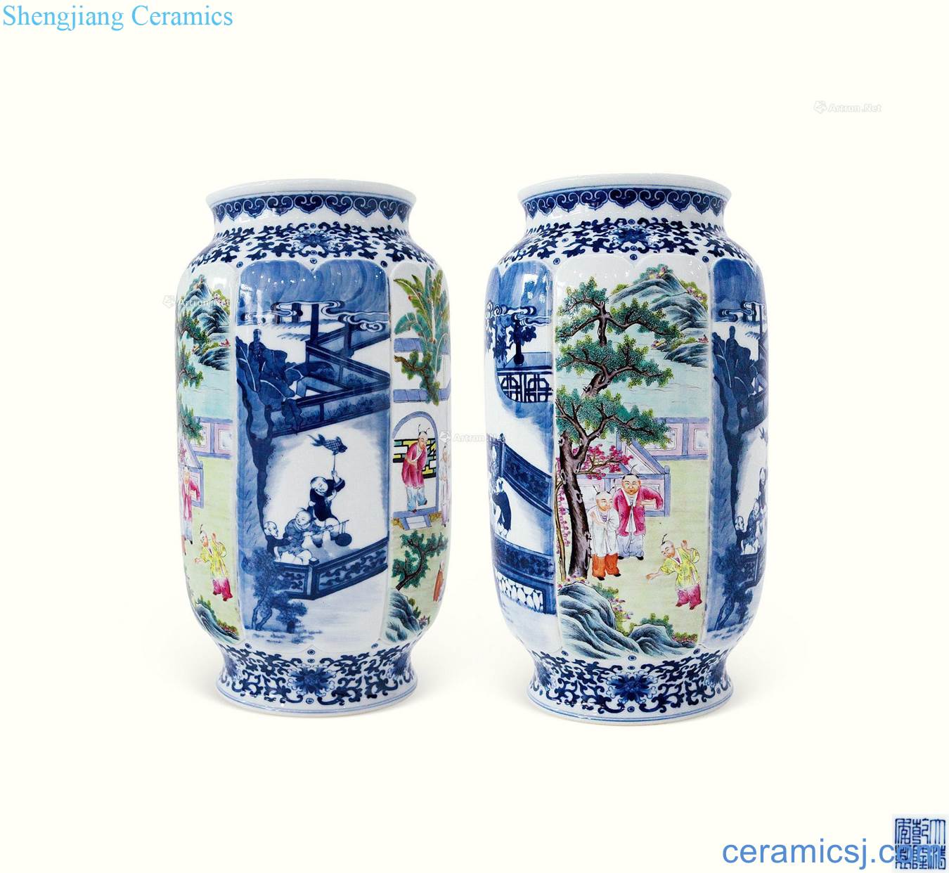 Qing qianlong porcelain enamel medallion character story lines