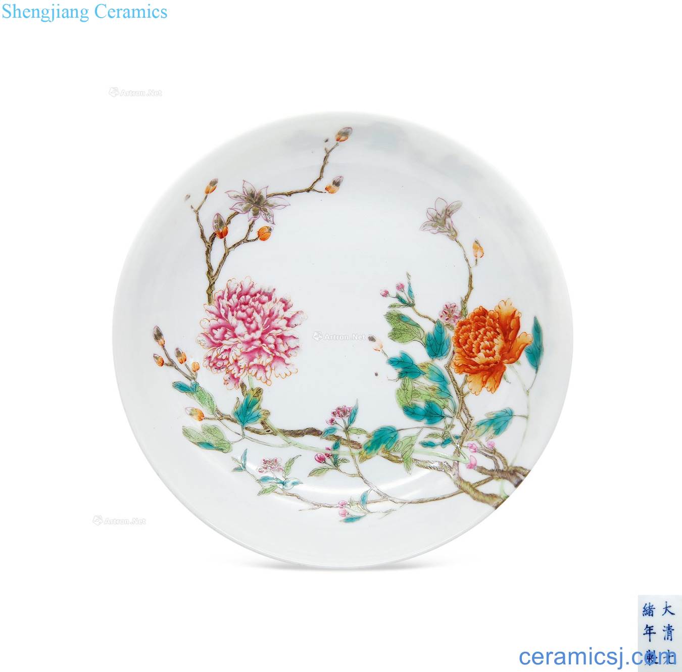 Pastel reign of qing emperor guangxu peony tray
