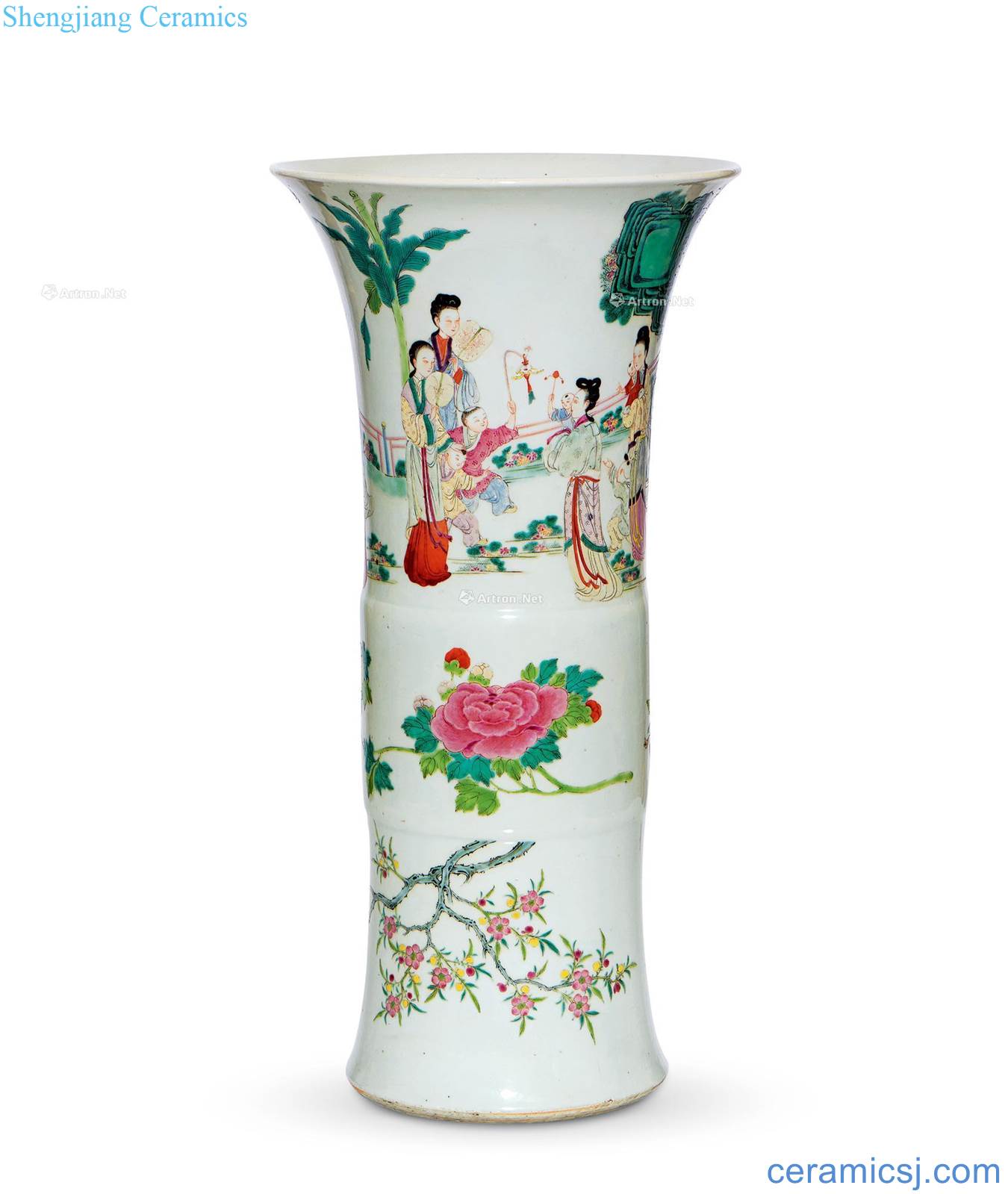 Mid qing However, pastel vase with flowers