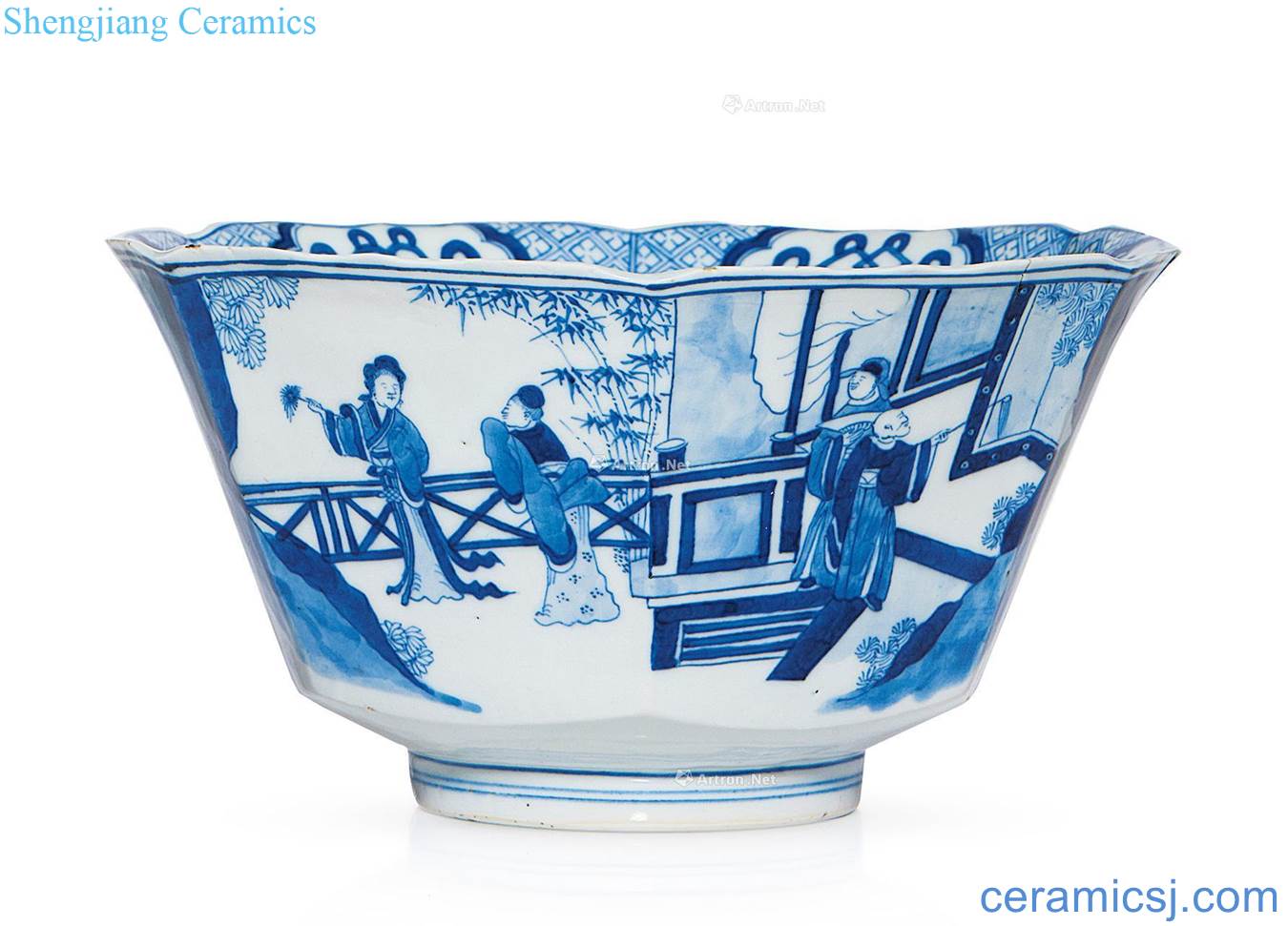 The qing emperor kangxi Blue and white bowl with six arrises characters