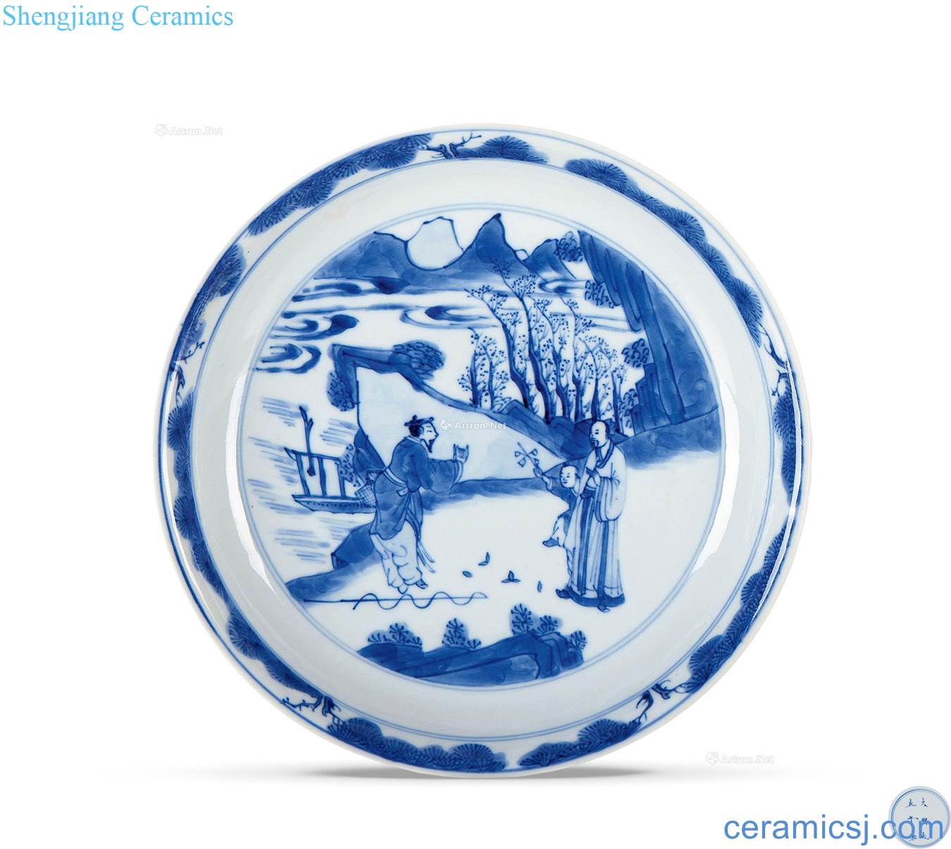 The qing emperor kangxi Blue and white characters plate
