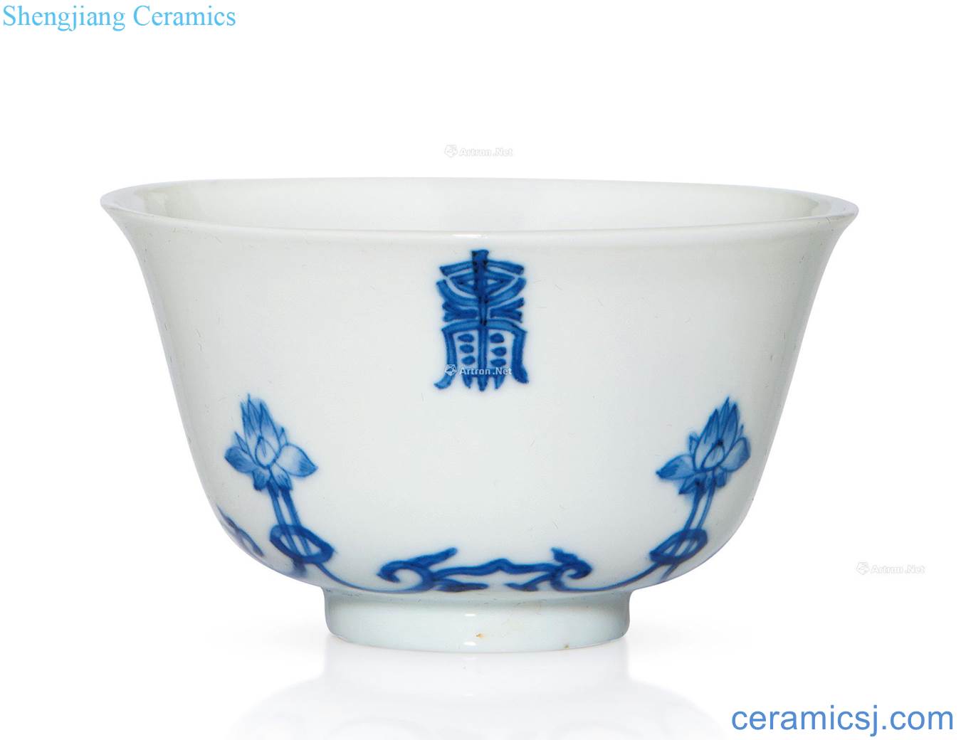 The qing emperor kangxi Blue and white life of word violet grain cup