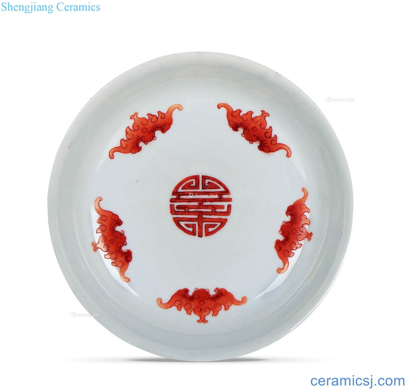 Qing qianlong to pastel yellow alum red wufu long-lived plate