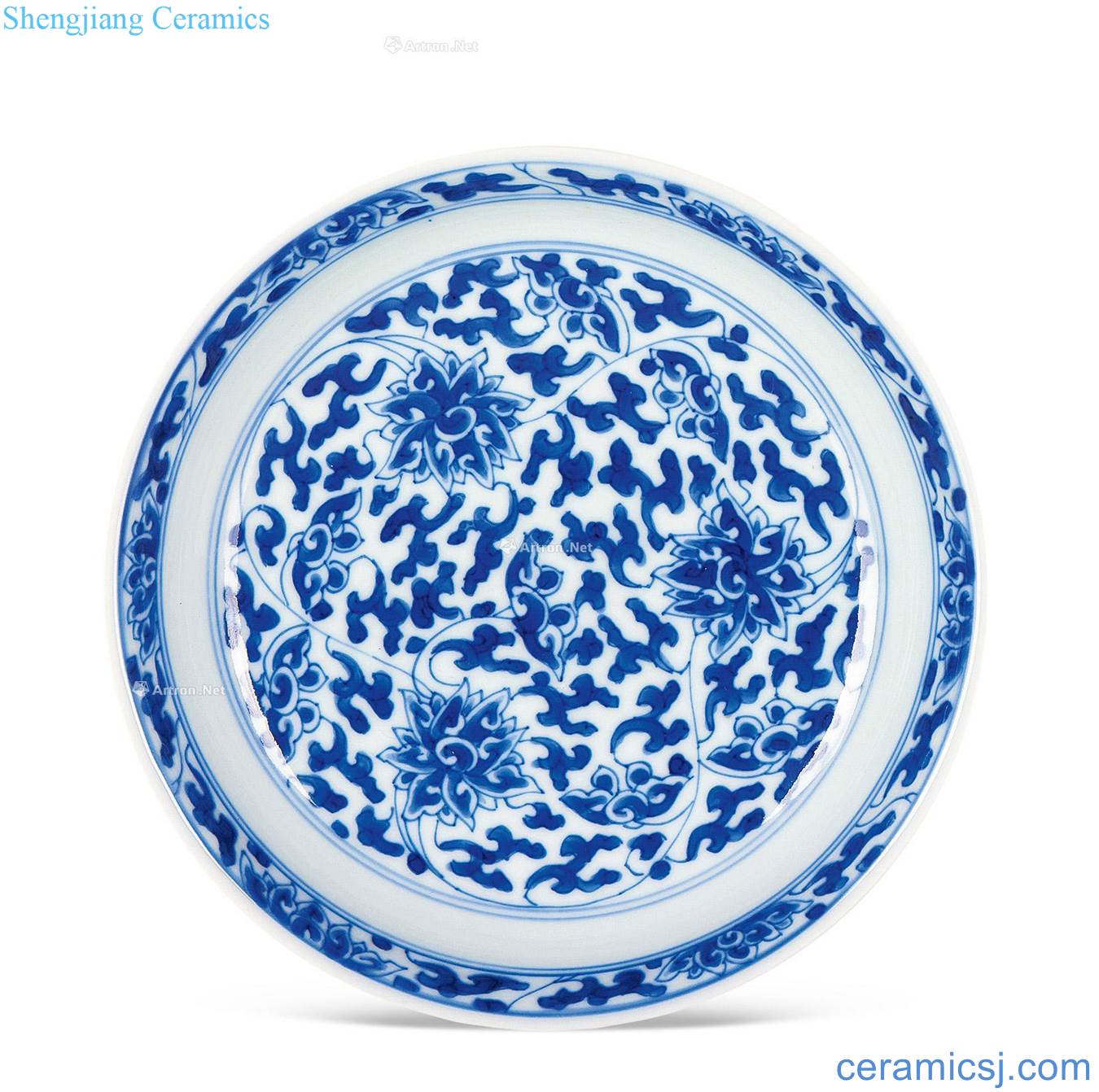 The qing emperor kangxi Blue and white lotus flower tray