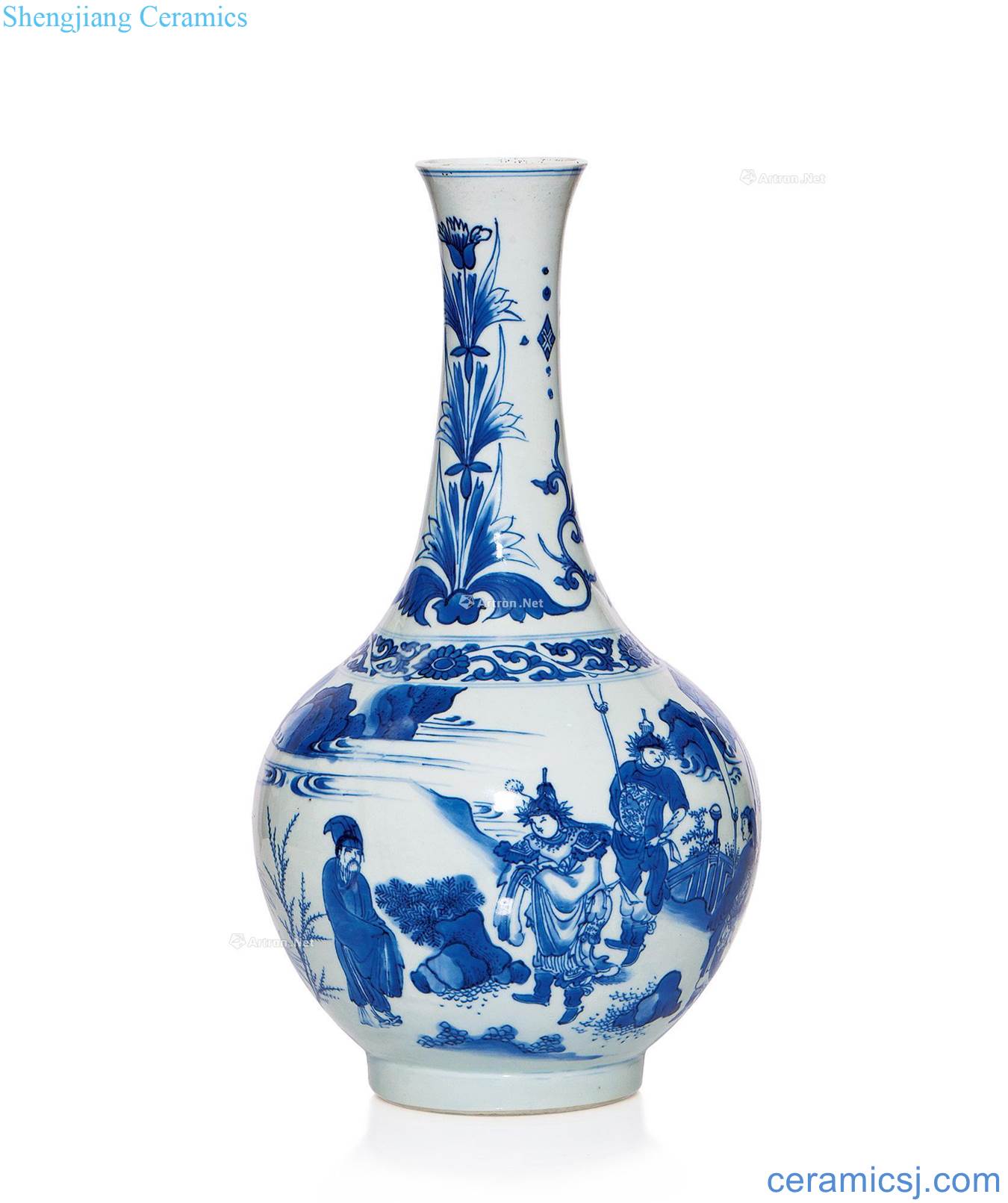 Ming chongzhen Blue and white knife horse stories of bottle