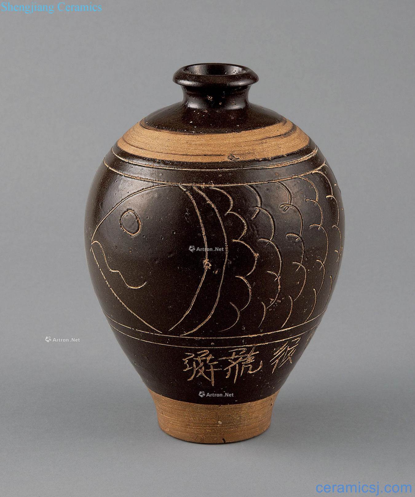 gold Magnetic state kiln carved water-wave Jin Wenmei bottle
