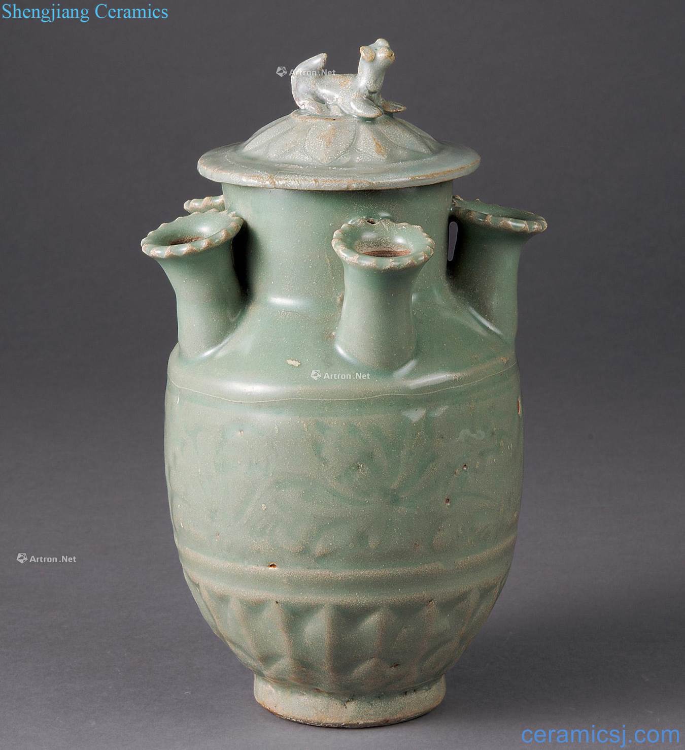 The southern song dynasty longquan celadon five tube bottles