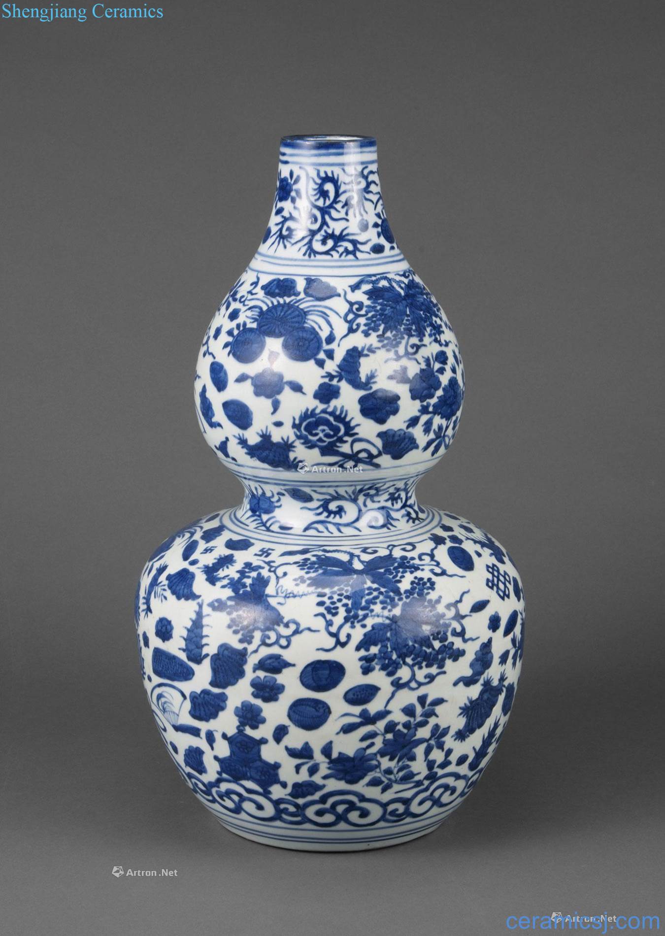 Ming jiajing and wanli Blue and white 雑 tang grass grain treasure gourd bottle