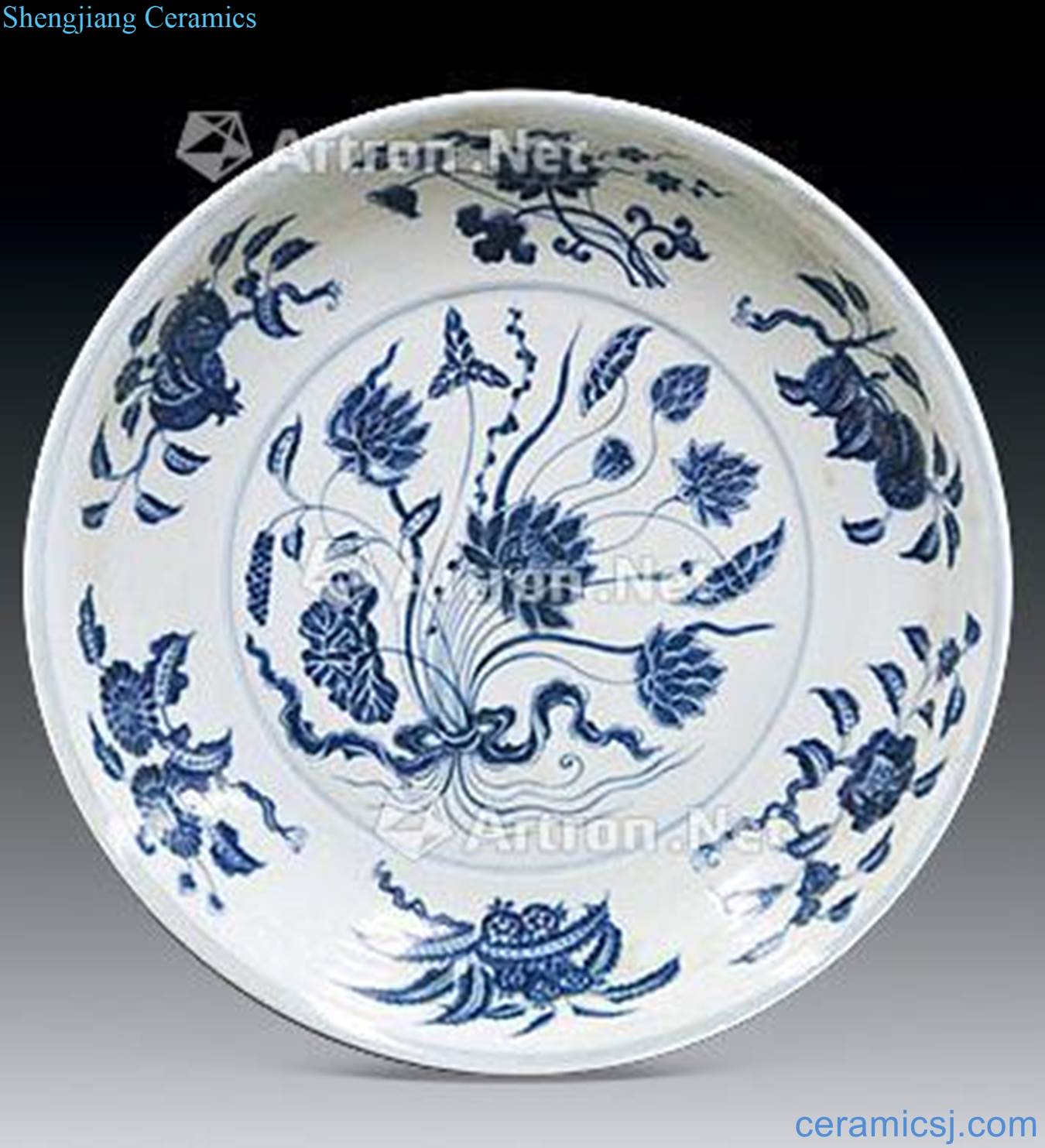 Ming xuande blue and white flower disc