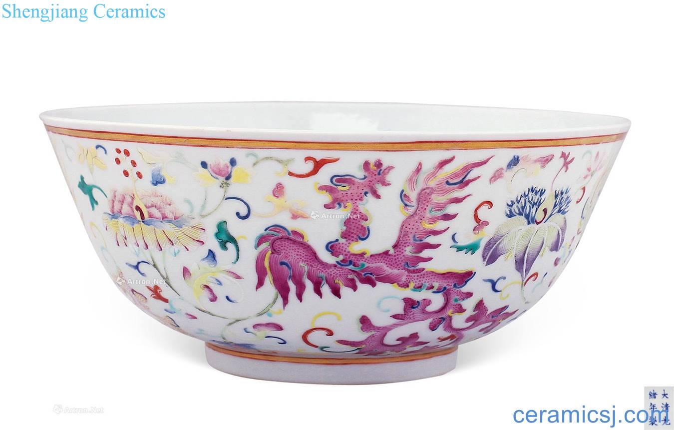 Qing guangxu Pastel longfeng bowl