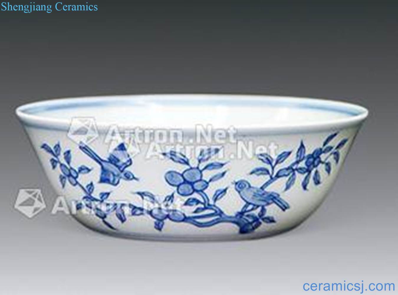 chenghua Blue and white like on branch lines thin tire bowl