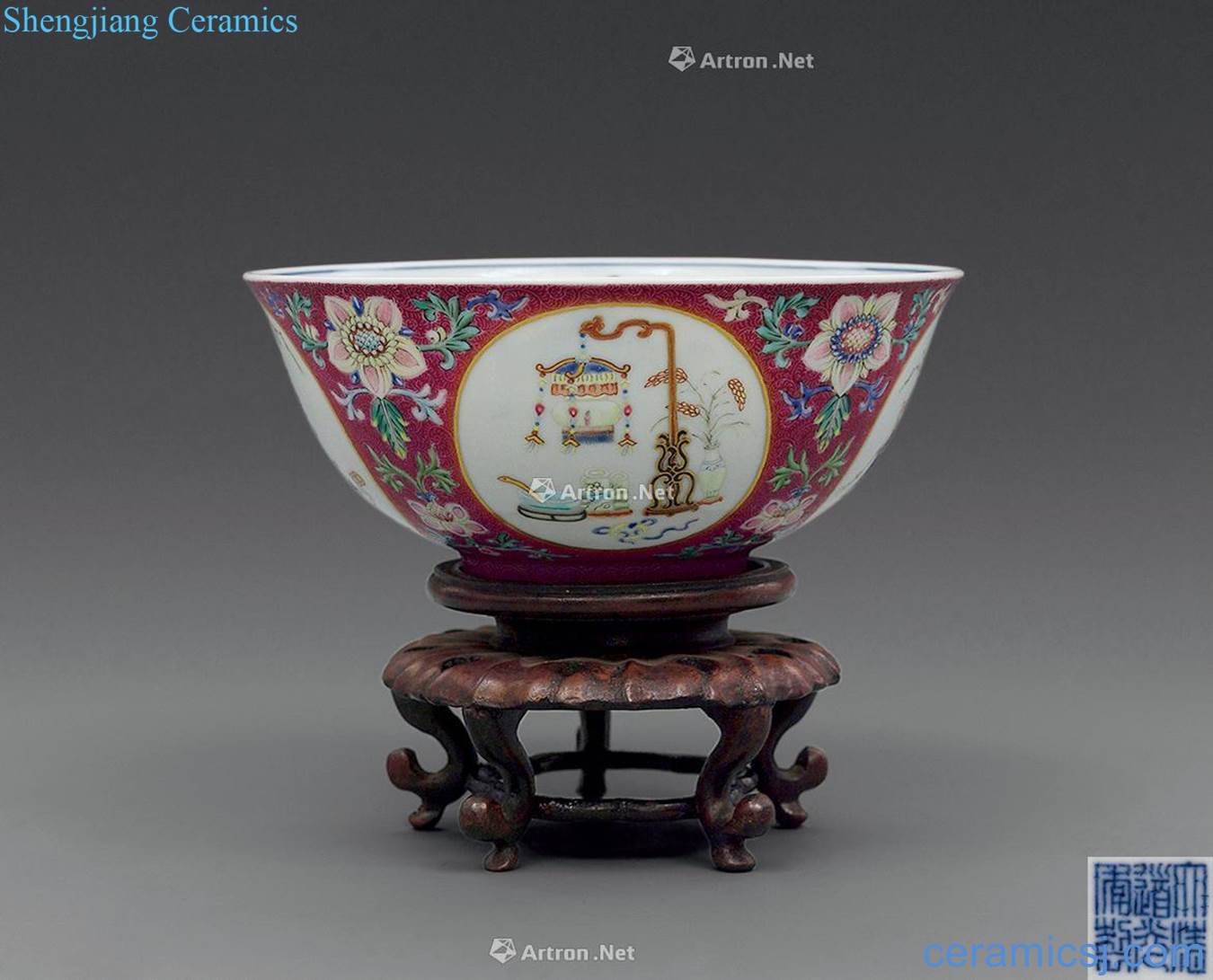 Qing daoguang Kiln porcelain enamel ramp window antique bowl