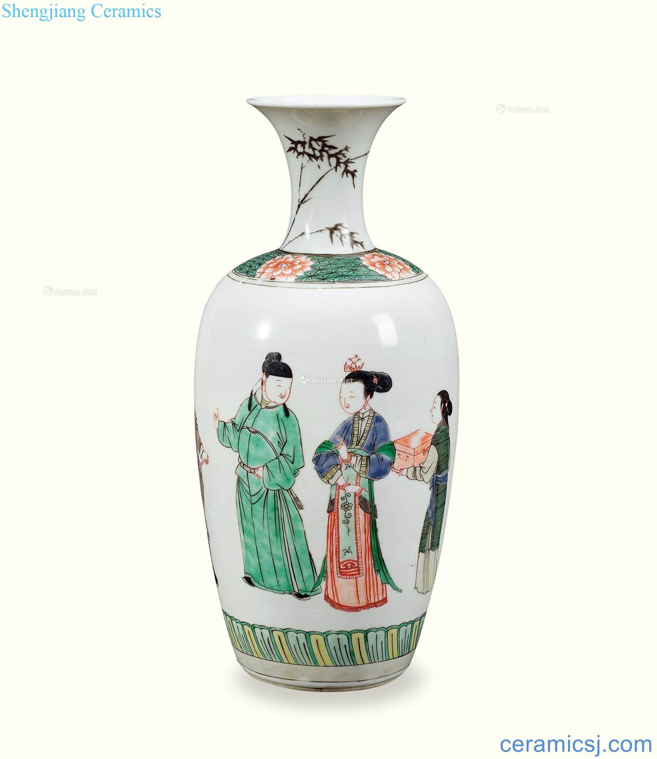 Colorful characters of the reign of emperor kangxi goddess of mercy bottle