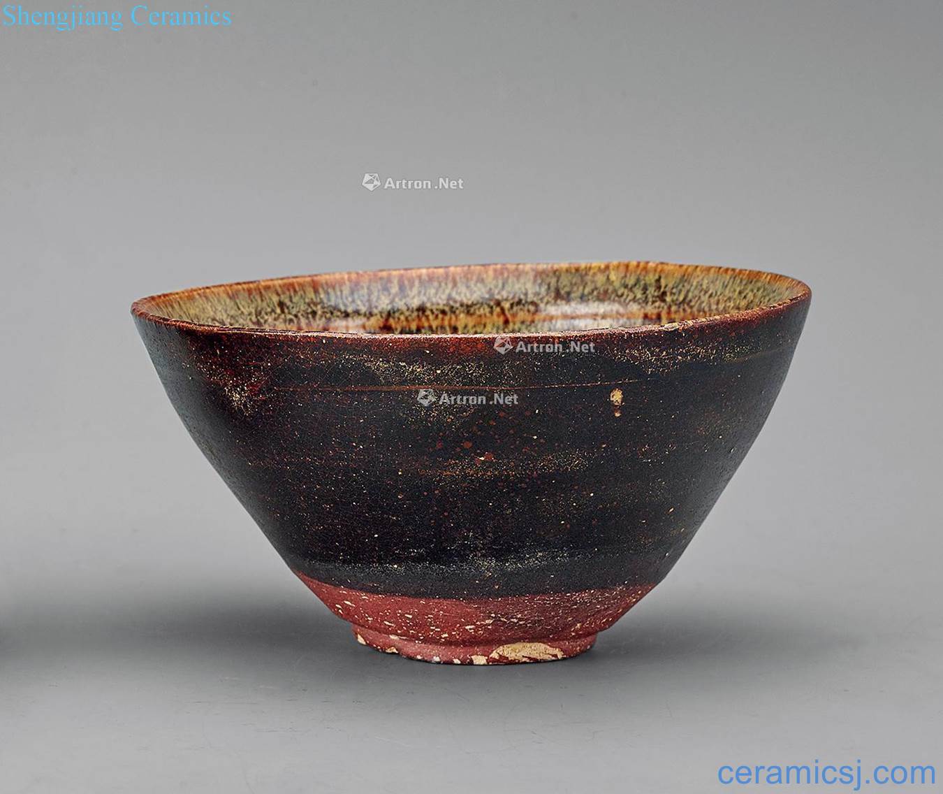 The song dynasty Jizhou kiln plum green-splashed bowls