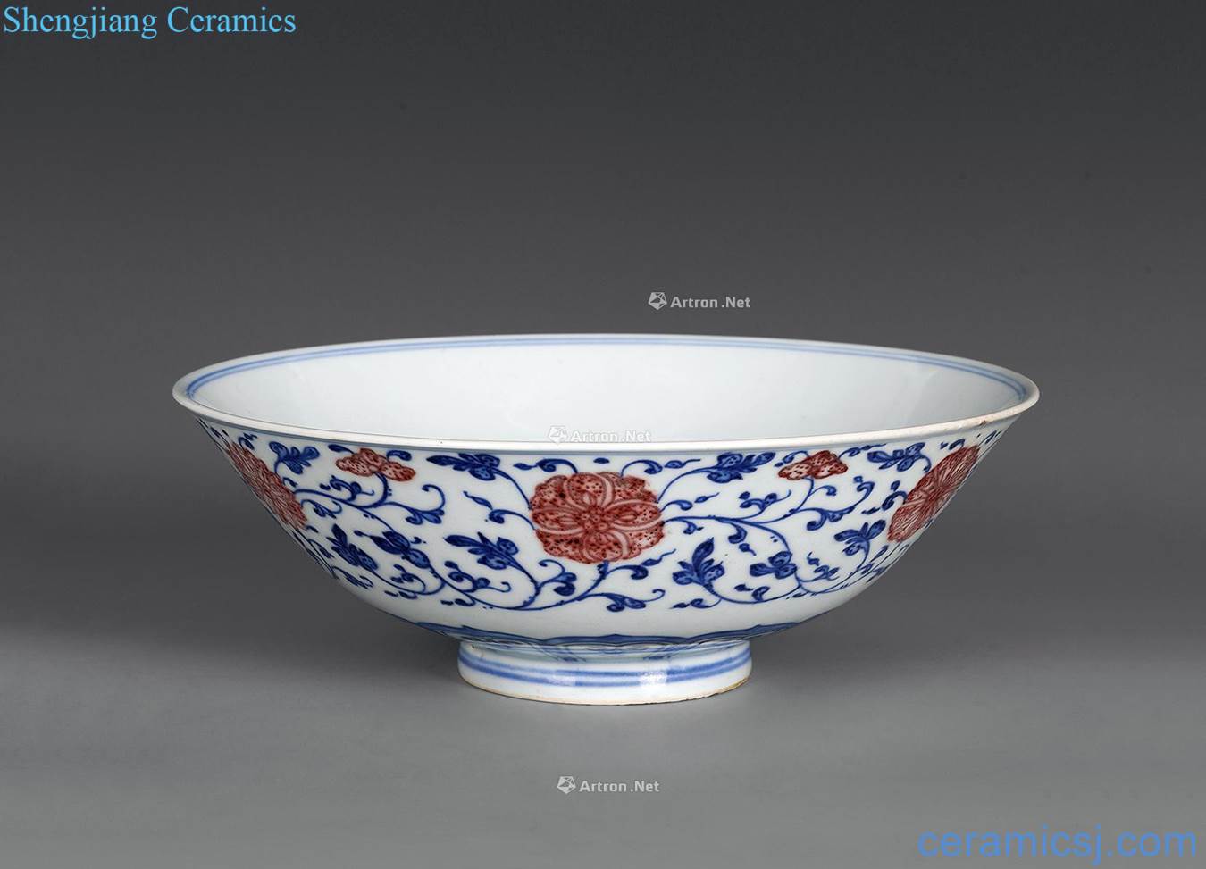 Qing qianlong Blue and white youligong flower green-splashed bowls