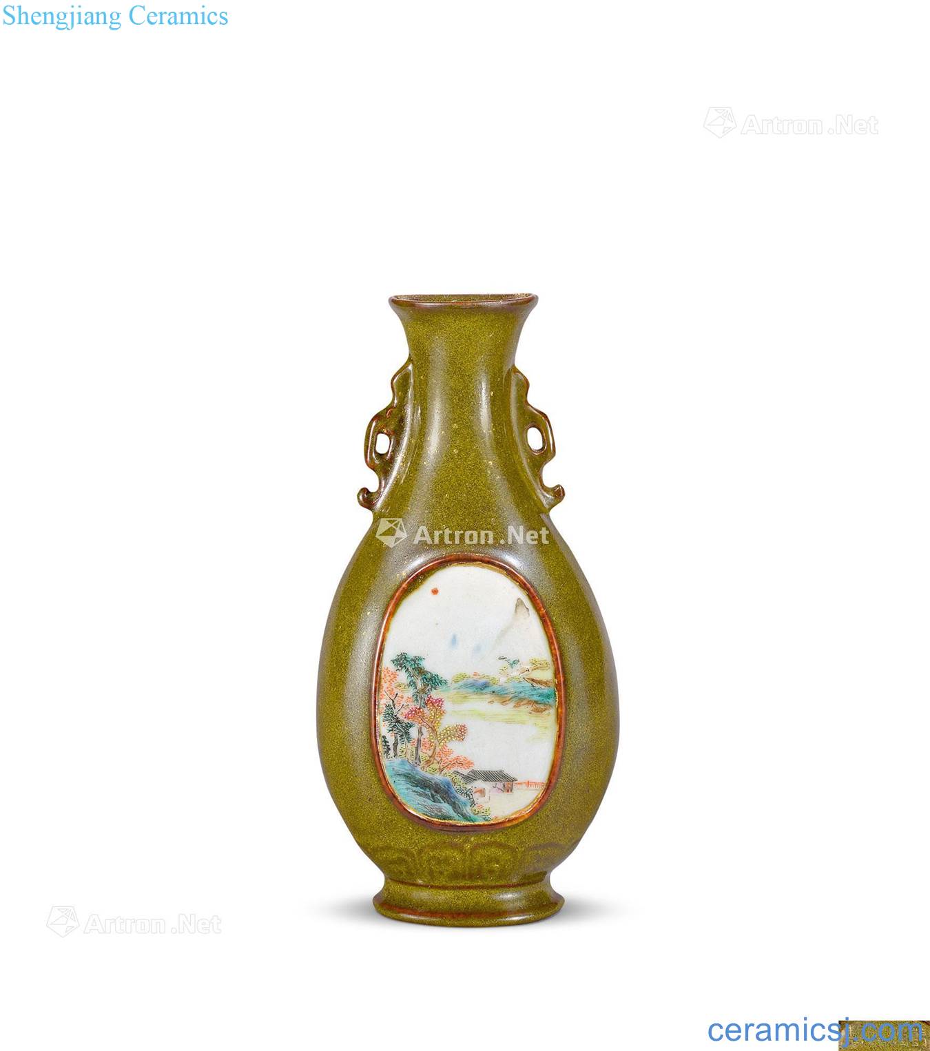 Qing qianlong crab armored sprinkled Jin Kaiguang pastel landscape character wall of bottles