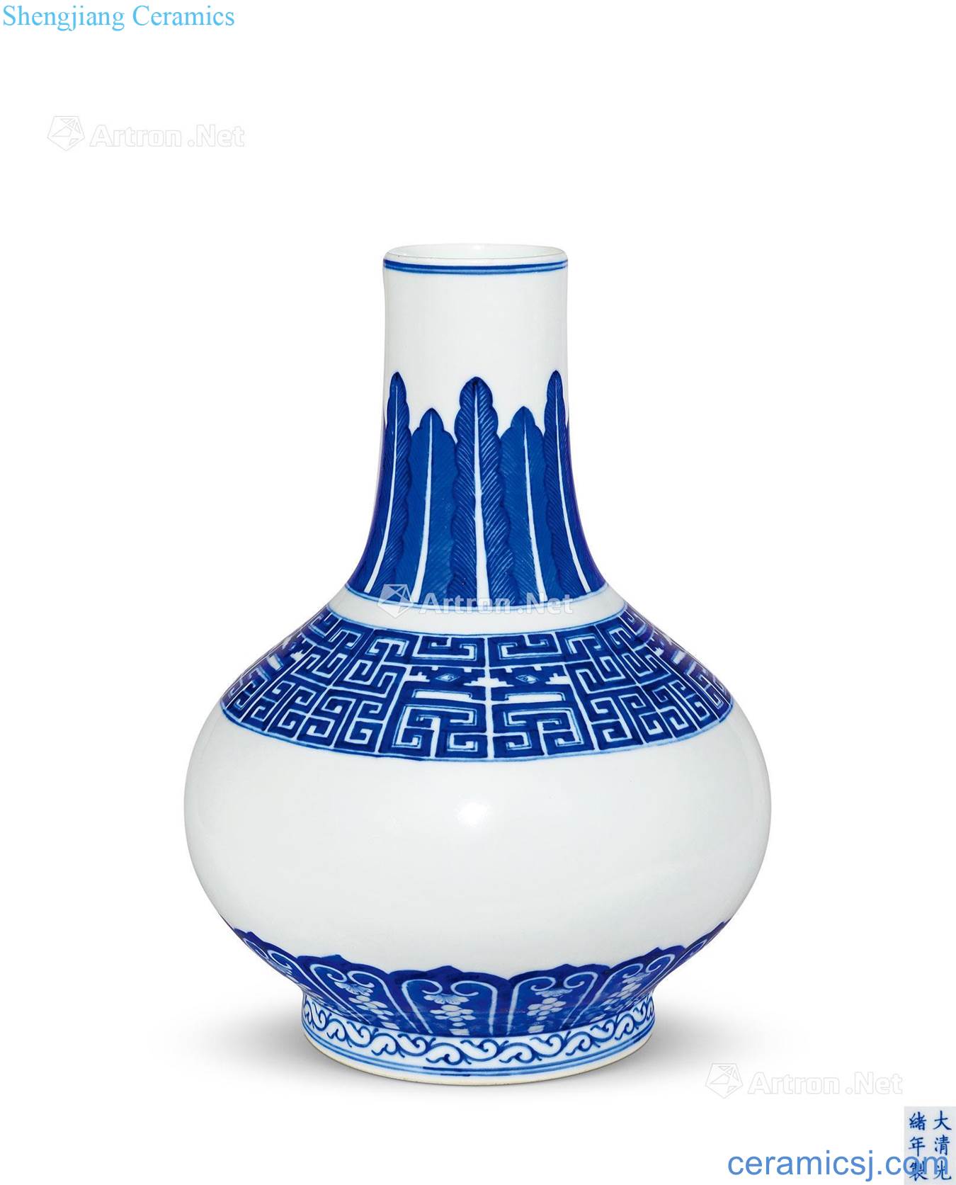 Qing guangxu Turn blue word dragon water bottles
