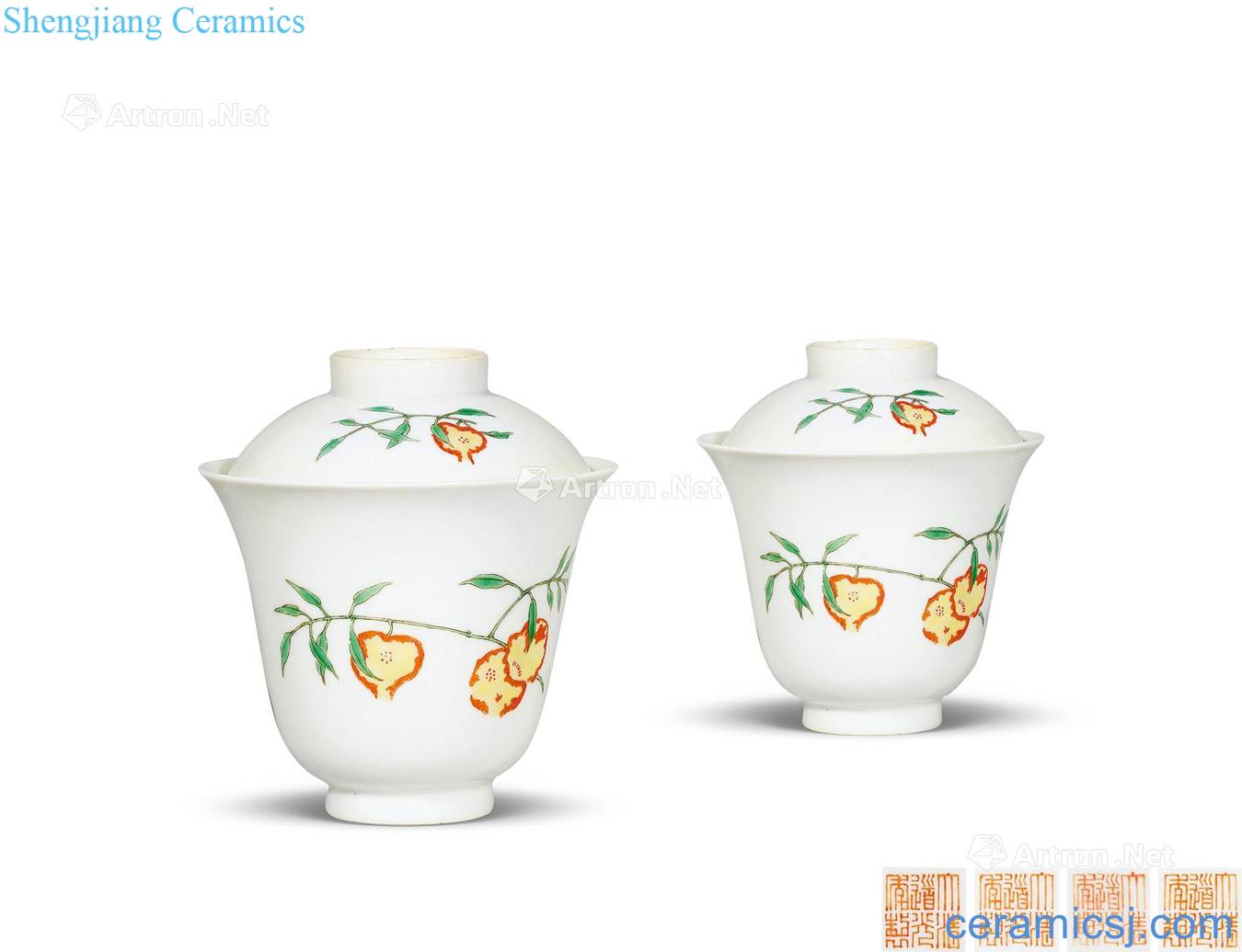 Clear light pastel folding branches of melon and fruit grain cup (a)