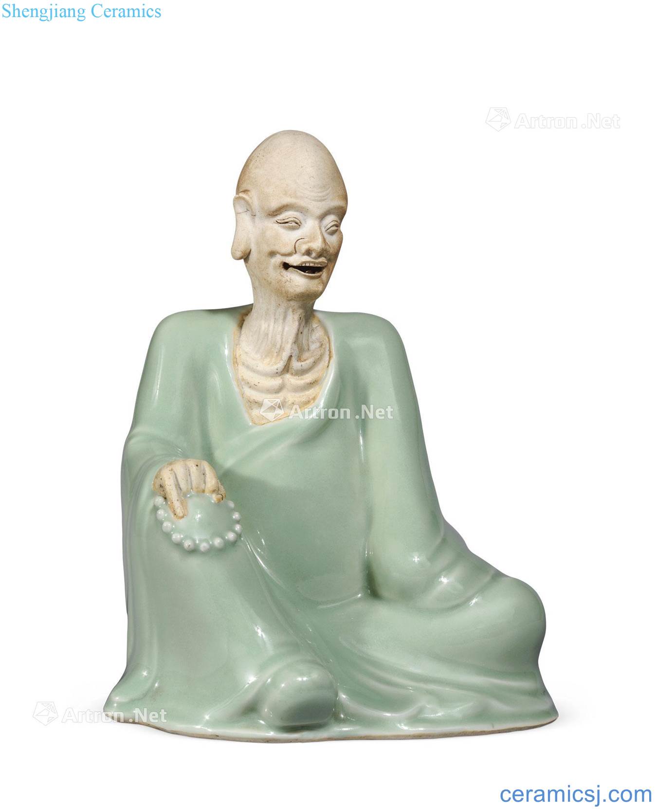 Qing qianlong powder blue glaze arhat statues