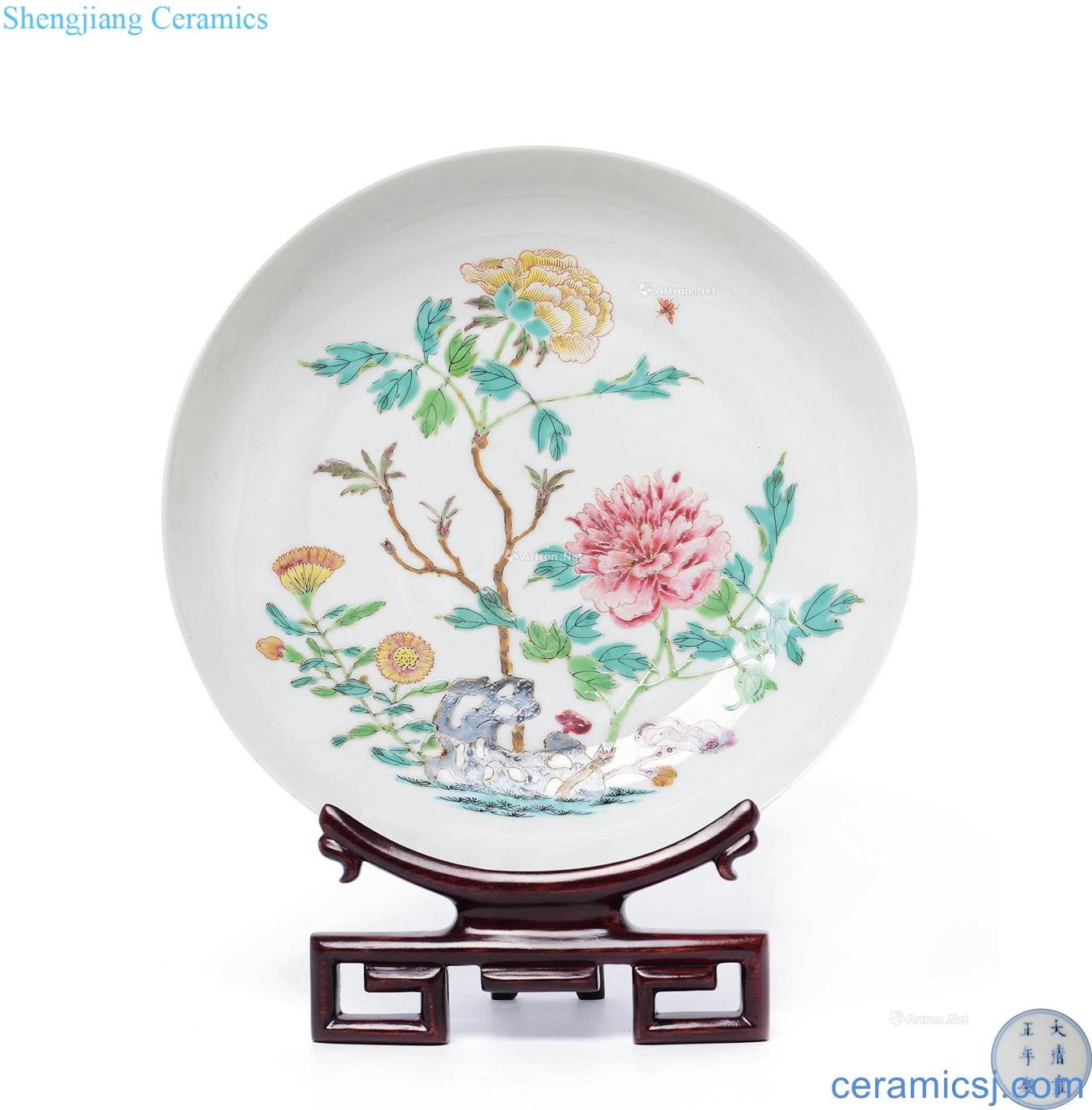 Clear yong zheng famille rose flower pattern plate