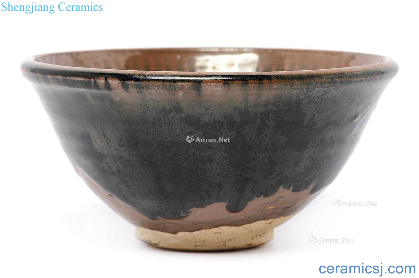 yuan Shanxi black glaze line stripes bowl