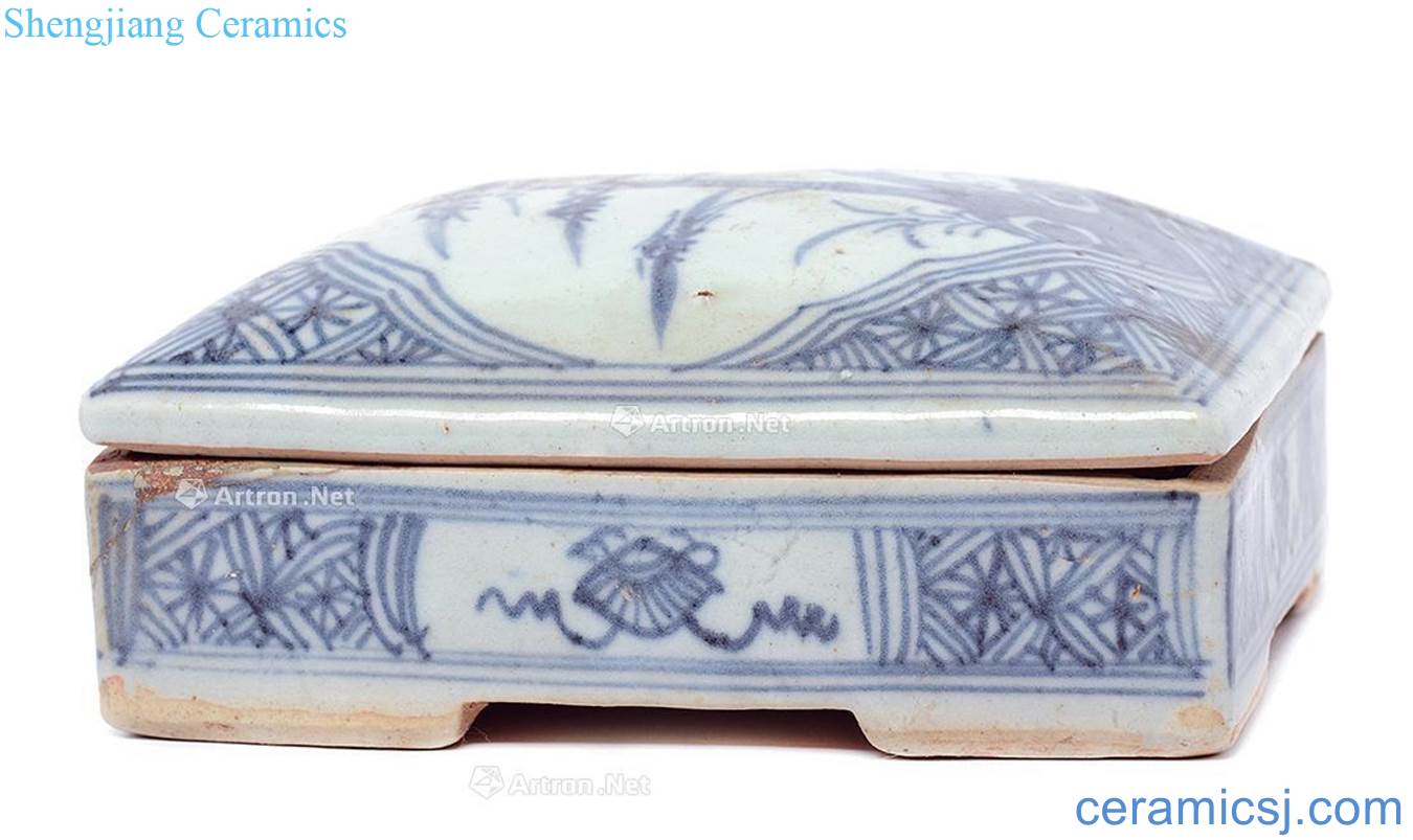 qing Blue and white bamboo grain box