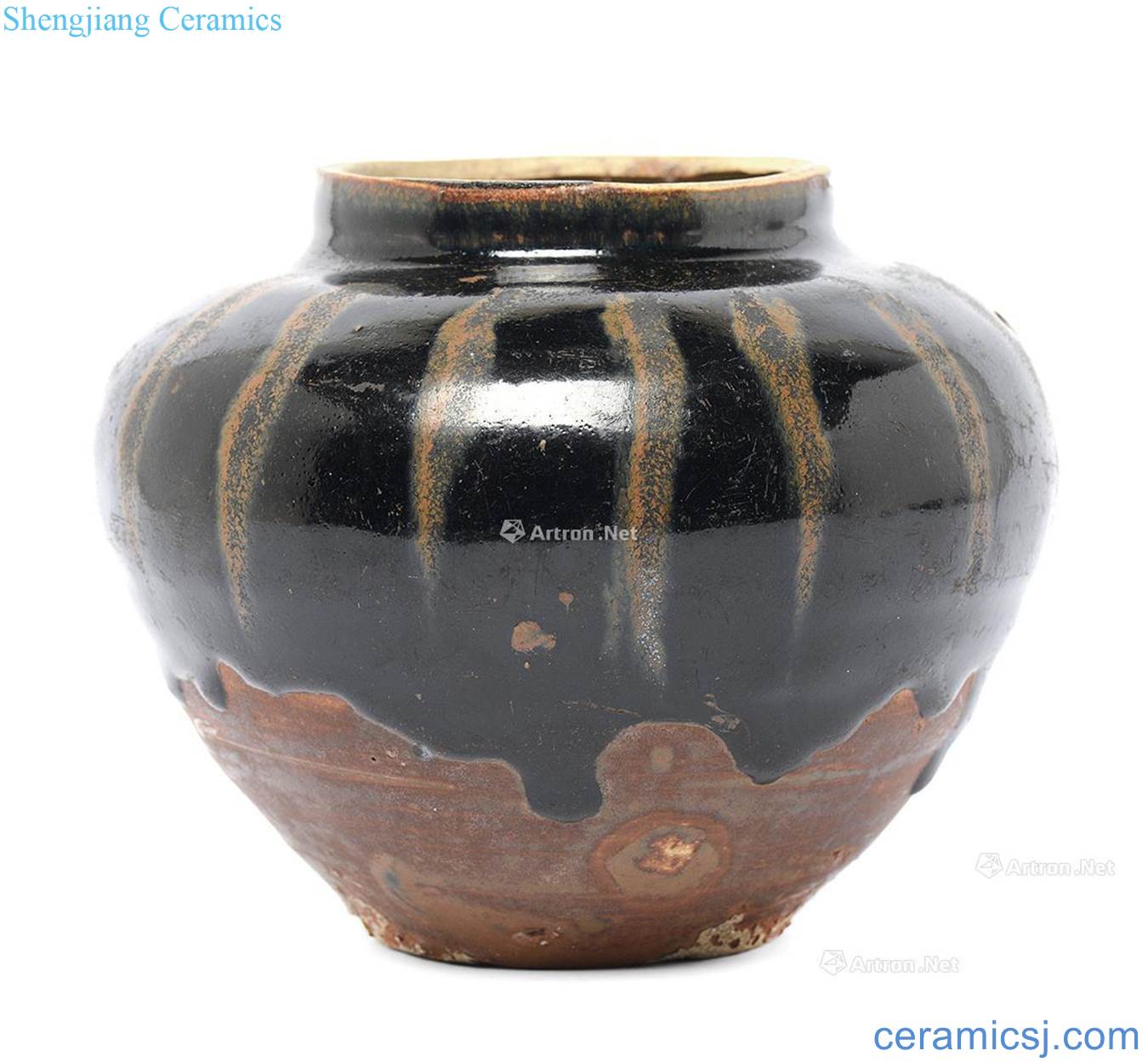 Song/yuan Magnetic state kiln black glaze rusty spot cans