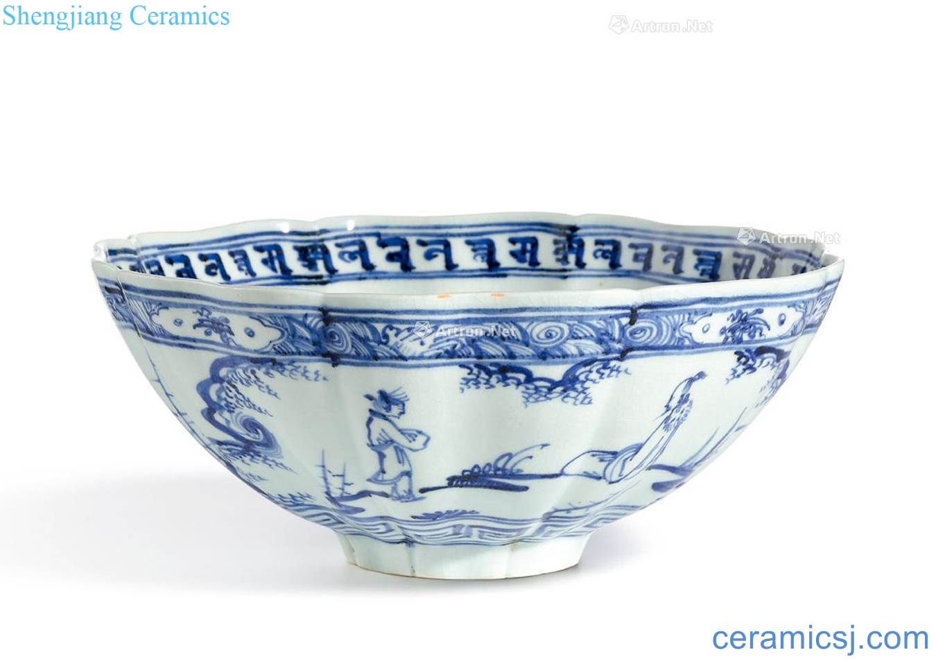 In the 15th century blank period in the Ming dynasty Character figure ridge type bowl