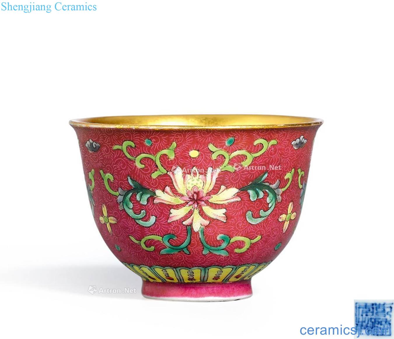 Qing qianlong pastel rolling way was built grain cup purple