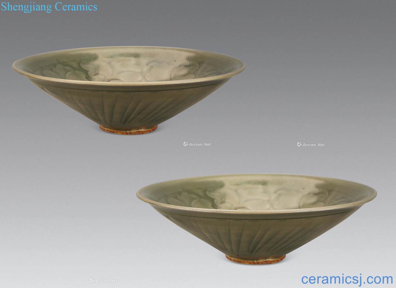 The song dynasty Yao state kiln green glaze hand-cut bowl (a)