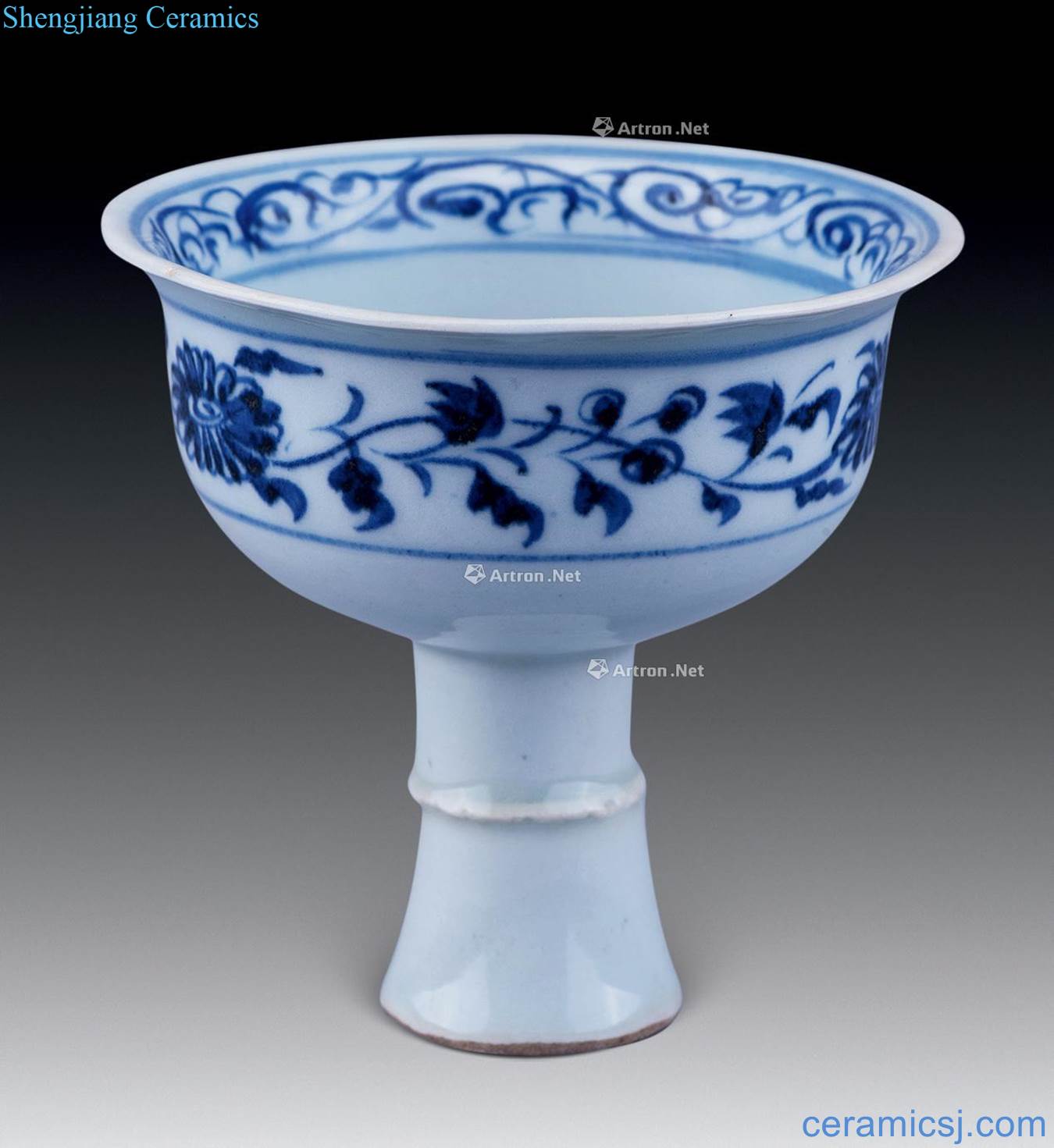 yuan Blue and white flowers best cup