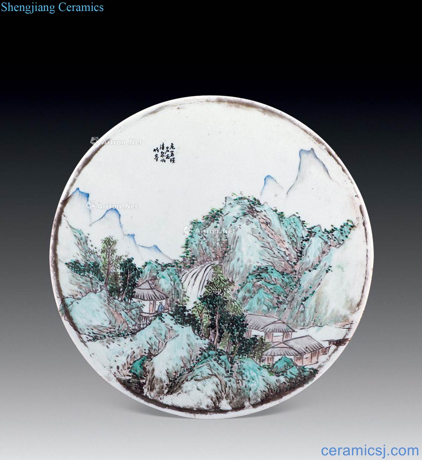 Clear shallow color landscape figure porcelain plate