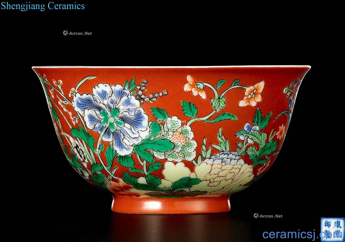 The qing emperor kangxi Sandy lake red color 9 autumn celebrated figure bowl