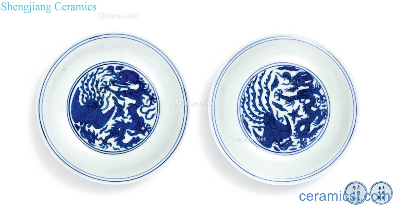 Ming wanli Blue and white longfeng figure plate (a)