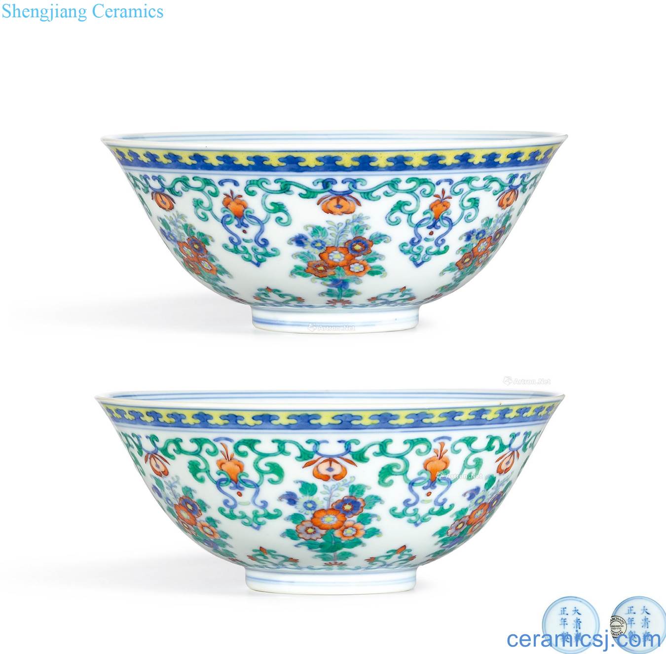 Qing yongzheng bucket color decorative pattern beam bowl (a)