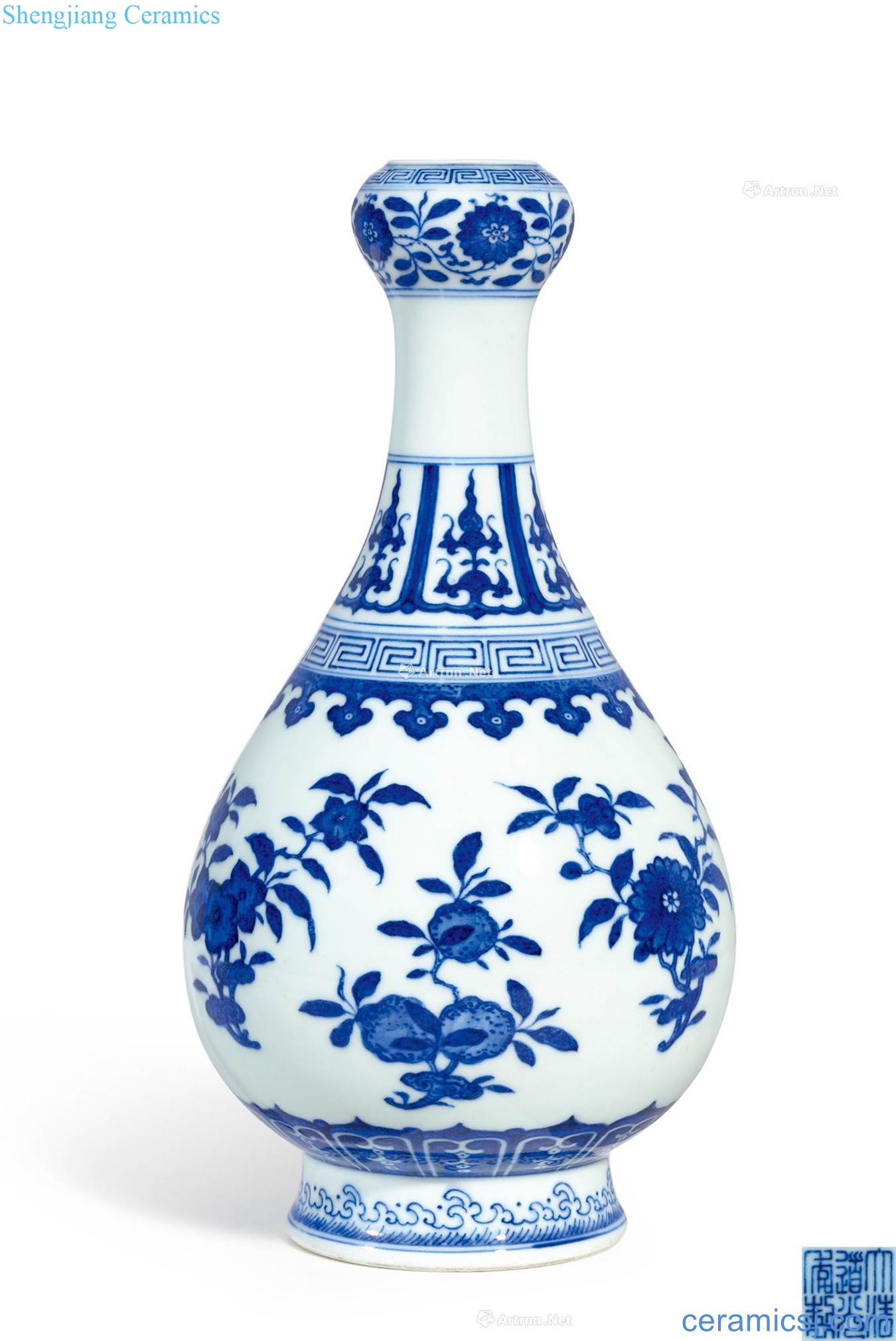 Qing daoguang Blue and white sanduo garlic bottles