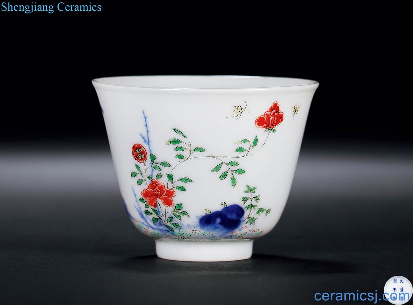 The qing emperor kangxi colorful flora cup "Chinese rose"