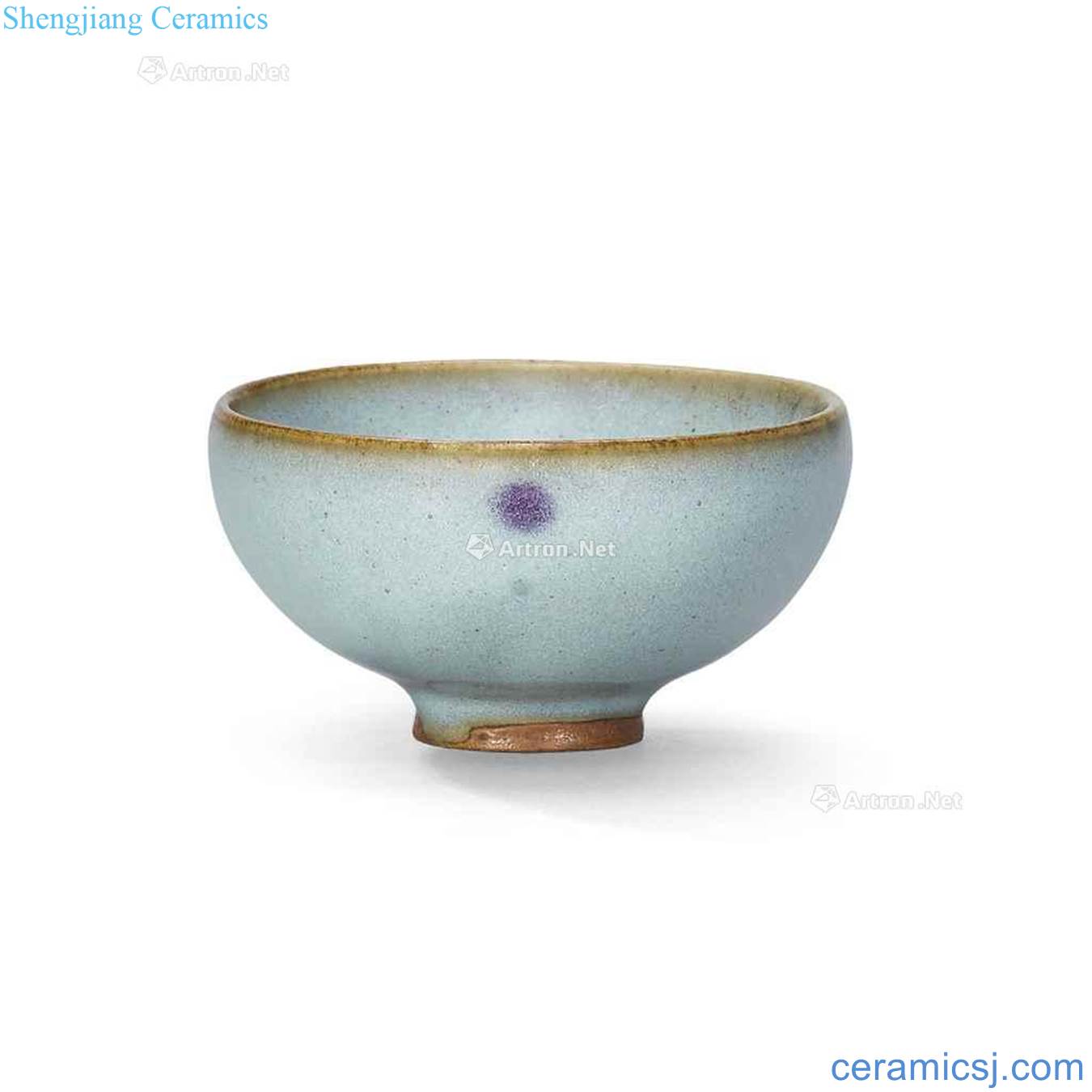 gold Sky blue glaze purple small 盌 masterpieces