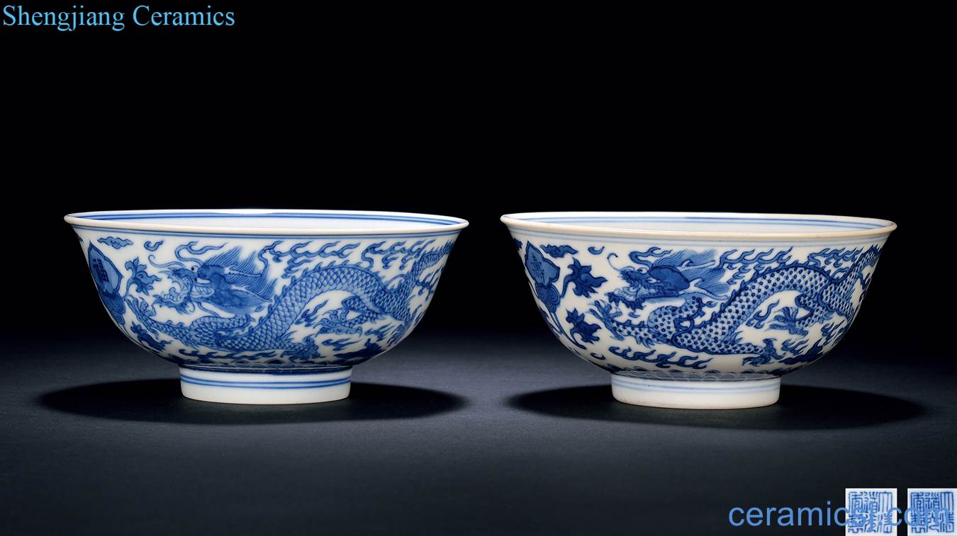 Qing daoguang Blue and white live YunLongWen bowl (a)