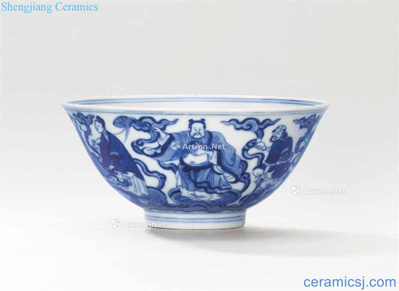 Qing jiaqing Blue and white figure 盌 ensemble