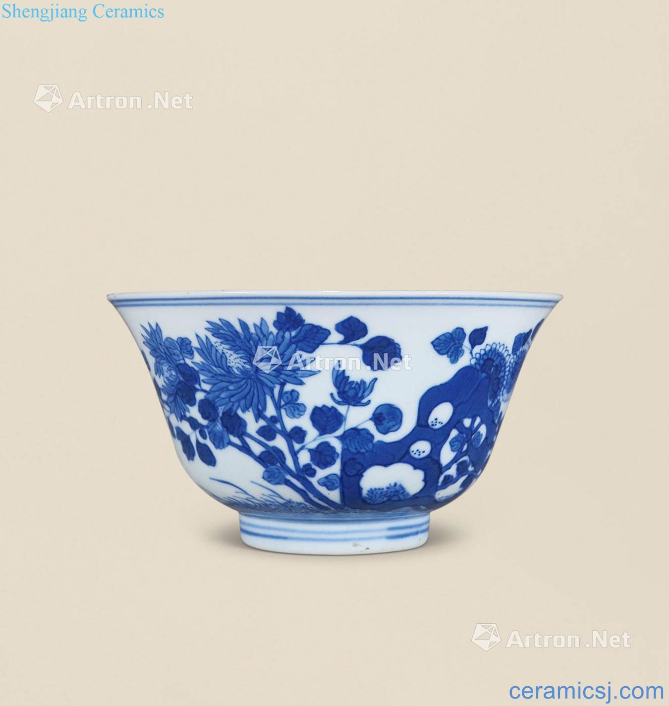 Qing guangxu Blue and white flower green-splashed bowls