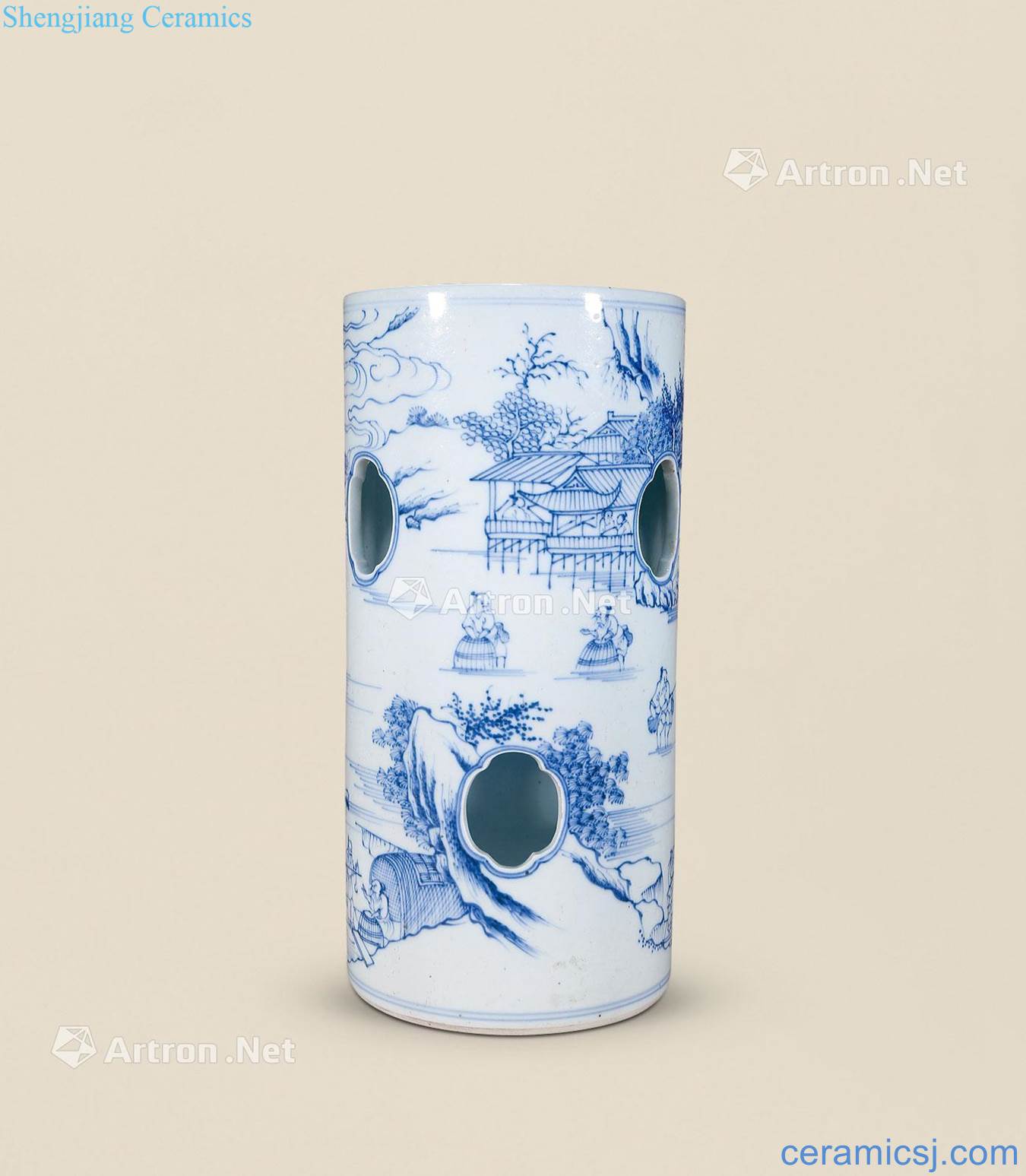 Qing dynasty blue and white fish cap tube